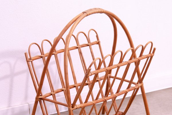 Mid-Century Rattan Magazine Rack by Jan Kalous for Úluv, Czechoslovakia, 1960s-HXT-1776888