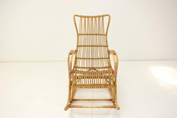 Mid-Century Rattan Rocking Chair, 1960s-TZ-1326545