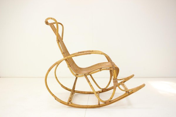 Mid-Century Rattan Rocking Chair, 1960s-TZ-1326545