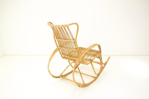 Mid-Century Rattan Rocking Chair, 1960s-TZ-1326545