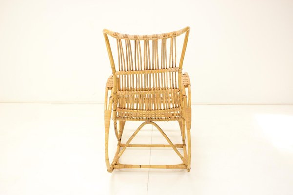 Mid-Century Rattan Rocking Chair, 1960s-TZ-1326545