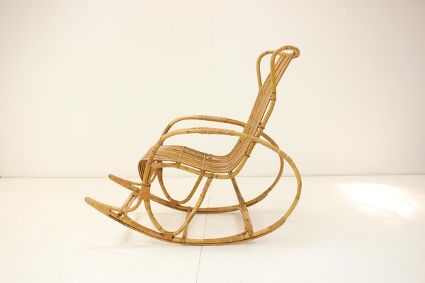 Mid-Century Rattan Rocking Chair, 1960s-TZ-1326545