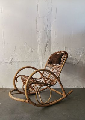 Mid-Century Rattan Rocking Chair from Rohé Noordwolde-FW-772475