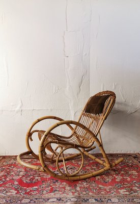 Mid-Century Rattan Rocking Chair from Rohé Noordwolde-FW-772475