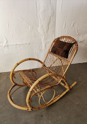 Mid-Century Rattan Rocking Chair from Rohé Noordwolde-FW-772475