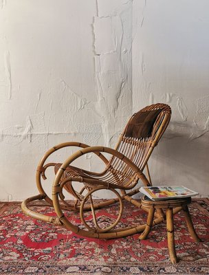 Mid-Century Rattan Rocking Chair from Rohé Noordwolde-FW-772475