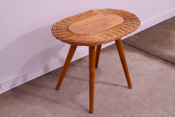 Mid-Century Rattan Stool by Jan Kalous for Úluv, Former Czechoslovakia, 1960s-HXT-1776957