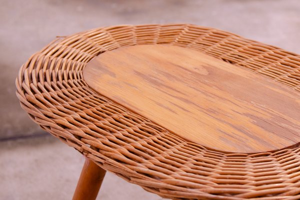 Mid-Century Rattan Stool by Jan Kalous for Úluv, Former Czechoslovakia, 1960s-HXT-1776957