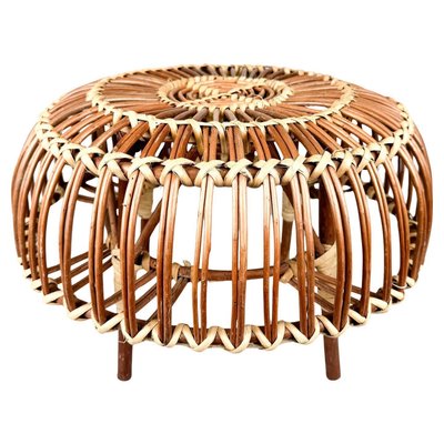 Mid-Century Rattan Stool in style of Franco Albini, 1970s-TZ-2018654