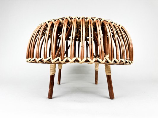 Mid-Century Rattan Stool in style of Franco Albini, 1970s-TZ-2018654