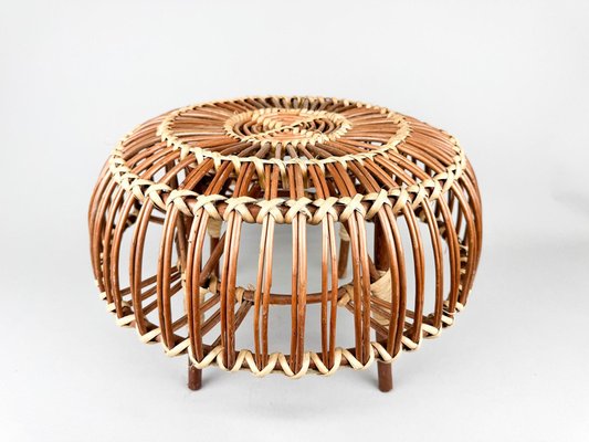 Mid-Century Rattan Stool in style of Franco Albini, 1970s-TZ-2018654