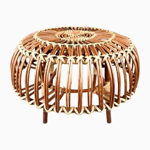 Mid-Century Rattan Stool in style of Franco Albini, 1970s-TZ-2018654