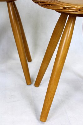 Mid-Century Rattan Stools attributed to Jan Kalous for Úluv, Czechoslovakia, 1960s, Set of 3-WVS-1405265