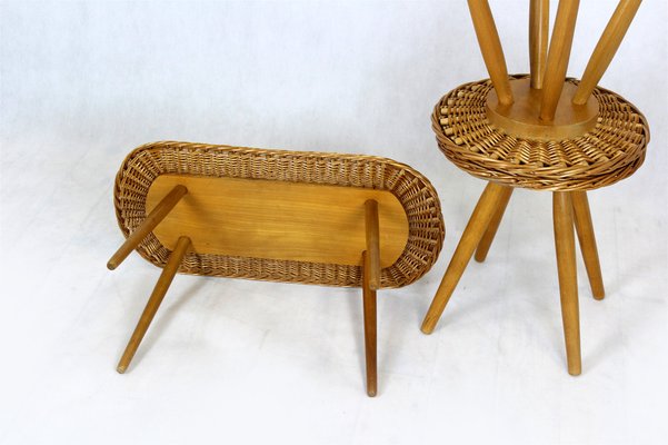 Mid-Century Rattan Stools attributed to Jan Kalous for Úluv, Czechoslovakia, 1960s, Set of 3-WVS-1405265