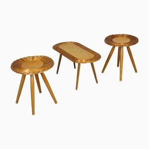 Mid-Century Rattan Stools attributed to Jan Kalous for Úluv, Czechoslovakia, 1960s, Set of 3-WVS-1405265