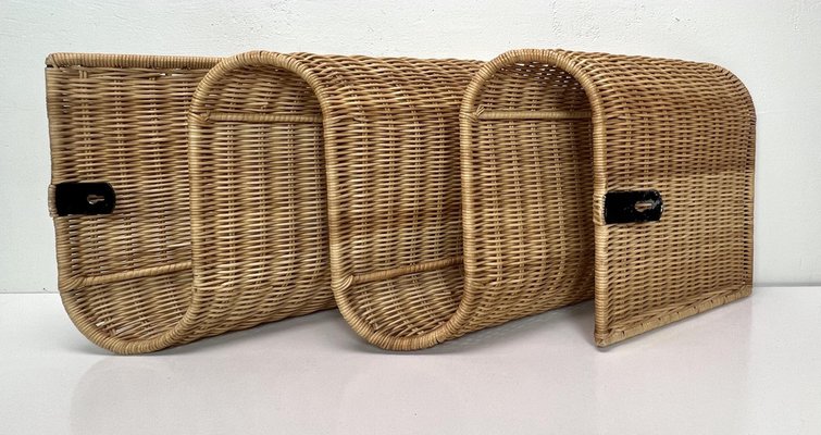 Mid-Century Rattan Wall Mounted Magazine Holder, Italy, 1970s-WZZ-1369313