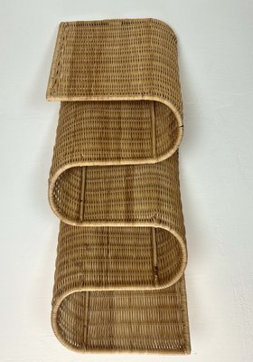 Mid-Century Rattan Wall Mounted Magazine Holder, Italy, 1970s-WZZ-1369313