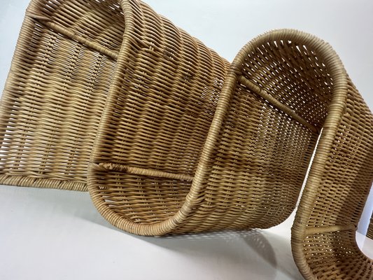 Mid-Century Rattan Wall Mounted Magazine Holder, Italy, 1970s-WZZ-1369313