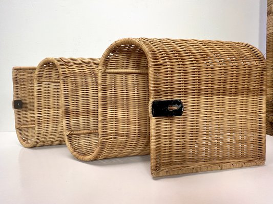 Mid-Century Rattan Wall Mounted Magazine Holder, Italy, 1970s-WZZ-1369313