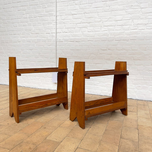 Mid-Century Reconstruction Style End Tables in Oak, Set of 2