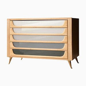 Mid-Century Rectangular Birch Brass Italian Sideboard, 1960s-UZ-862825