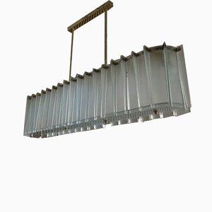 Mid-Century Rectangular Glass and Brass Chandelier in the Style of Max Ingrand, 1960s-UH-964860