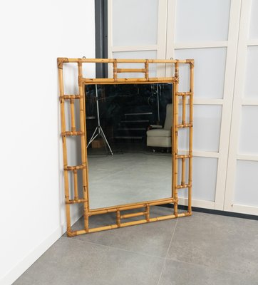 Mid-Century Rectangular Rattan and Bamboo Mirror in the style of Vivai Del Sud, Italy, 1970s-LYQ-2034367