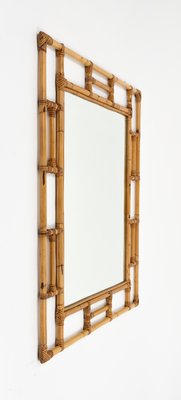 Mid-Century Rectangular Rattan and Bamboo Mirror in the style of Vivai Del Sud, Italy, 1970s-LYQ-2034367