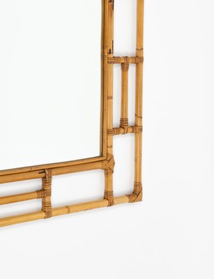 Mid-Century Rectangular Rattan and Bamboo Mirror in the style of Vivai Del Sud, Italy, 1970s-LYQ-2034367