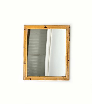 Mid-Century Rectangular Wall Mirror Double Bamboo Frame, Italy, 1970s-LYQ-1437360