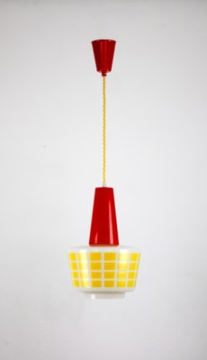 Mid-Century Red and Yellow Glass Pendant Lamp-HGJ-738978