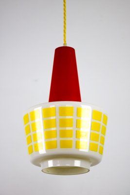 Mid-Century Red and Yellow Glass Pendant Lamp-HGJ-738978