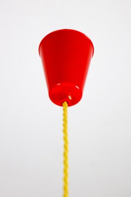 Mid-Century Red and Yellow Glass Pendant Lamp-HGJ-738978