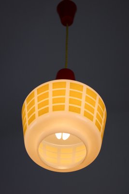 Mid-Century Red and Yellow Glass Pendant Lamp-HGJ-738978