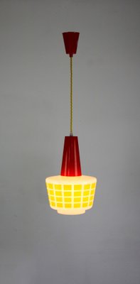 Mid-Century Red and Yellow Glass Pendant Lamp-HGJ-738978