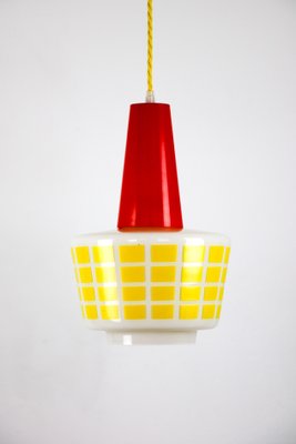 Mid-Century Red and Yellow Glass Pendant Lamp-HGJ-738978