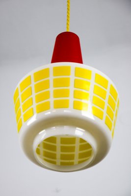 Mid-Century Red and Yellow Glass Pendant Lamp-HGJ-738978