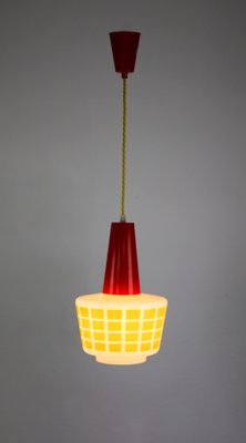 Mid-Century Red and Yellow Glass Pendant Lamp-HGJ-738978