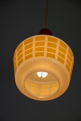 Mid-Century Red and Yellow Glass Pendant Lamp-HGJ-738978