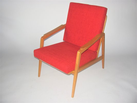 Mid-Century Red Armchair, Czechoslovakia, 1960s-ZWG-1407491