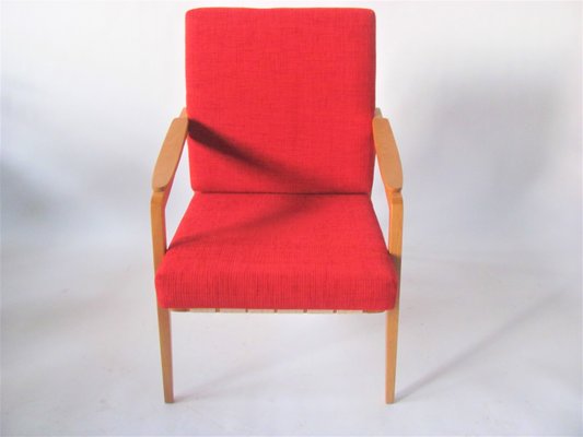 Mid-Century Red Armchair, Czechoslovakia, 1960s-ZWG-1407491