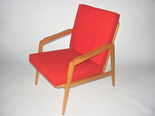 Mid-Century Red Armchair, Czechoslovakia, 1960s-ZWG-1407491