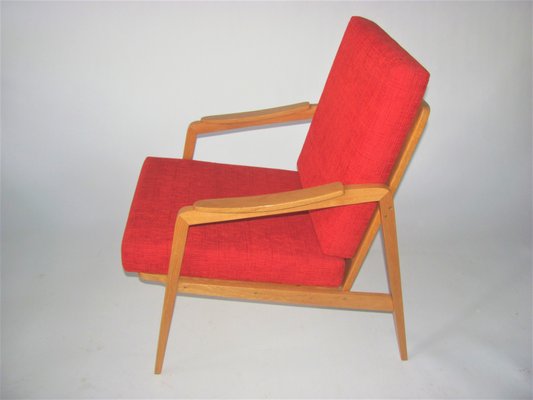 Mid-Century Red Armchair, Czechoslovakia, 1960s-ZWG-1407491