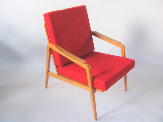 Mid-Century Red Armchair, Czechoslovakia, 1960s-ZWG-1407491