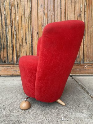 Mid-Century Red Armchair with Special Legs, 1950s-OXJ-1370946