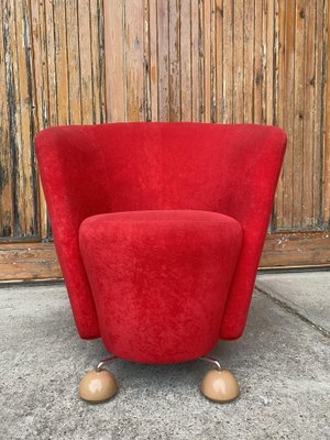 Mid-Century Red Armchair with Special Legs, 1950s-OXJ-1370946