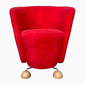 Mid-Century Red Armchair with Special Legs, 1950s-OXJ-1370946