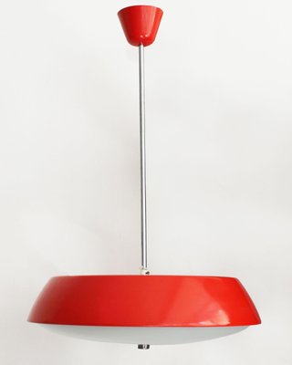 Mid-Century Red Ceiling Lamp by Josef Hurka for Napako, 1960s-BAR-1933312