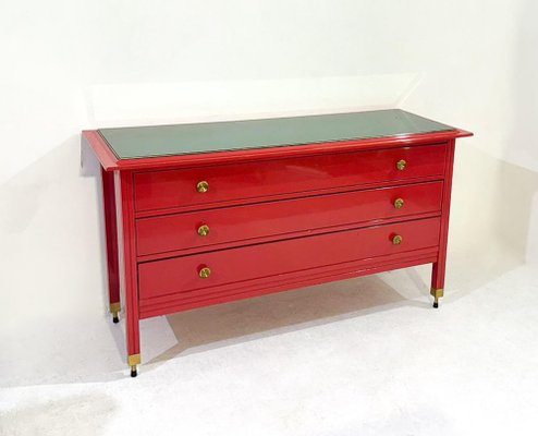 Mid-Century Red Chest of Drawers attributed to Carlo di Carli, Italy, 1970s-FGA-1757434