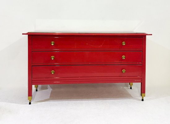 Mid-Century Red Chest of Drawers attributed to Carlo di Carli, Italy, 1970s-FGA-1757434